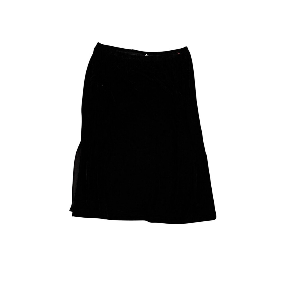 Vtg Y2K Joanna Plus Velour Maxi Skirt Side Slit Pull On Black 3X